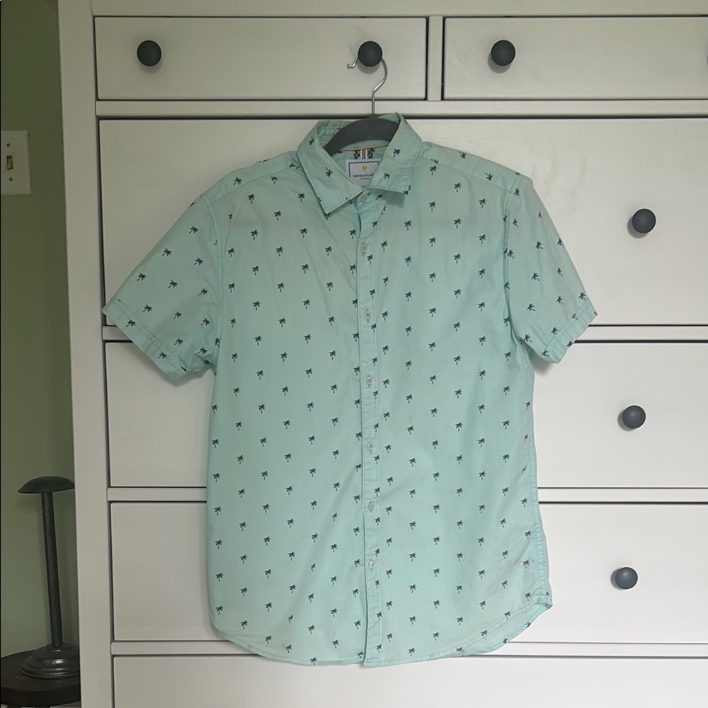 Men's Light Blue Palm Tree Shirt
